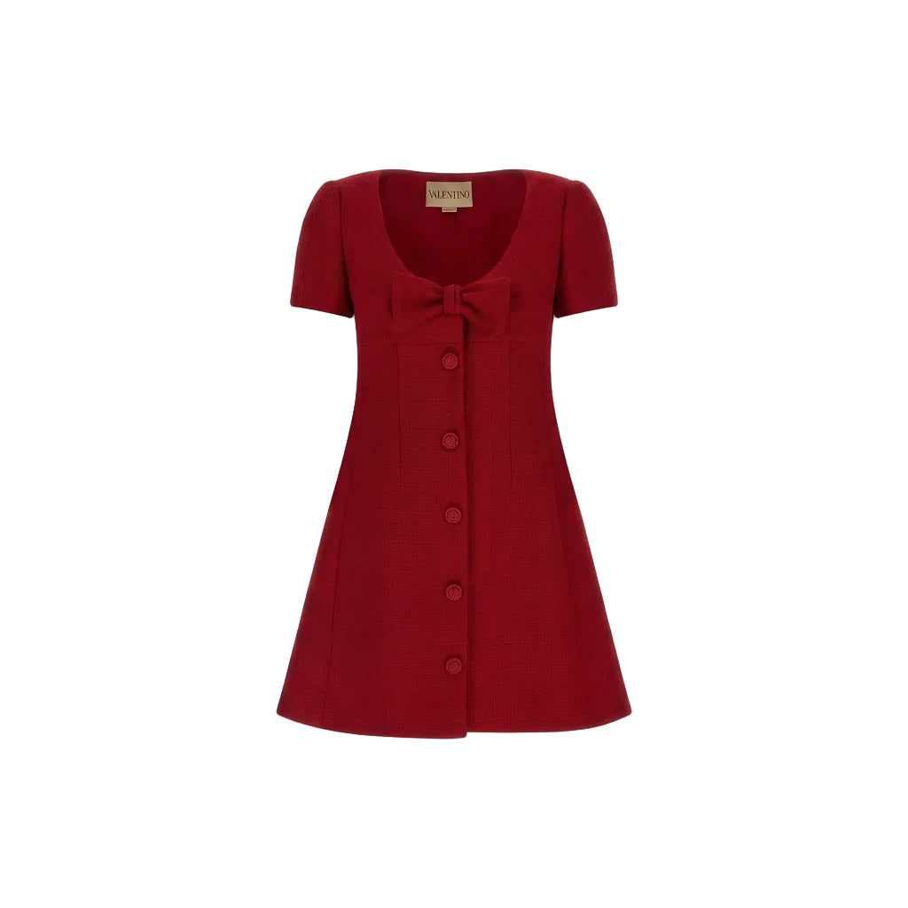 Valentino Garavani Red Virgin Wool Short Dress