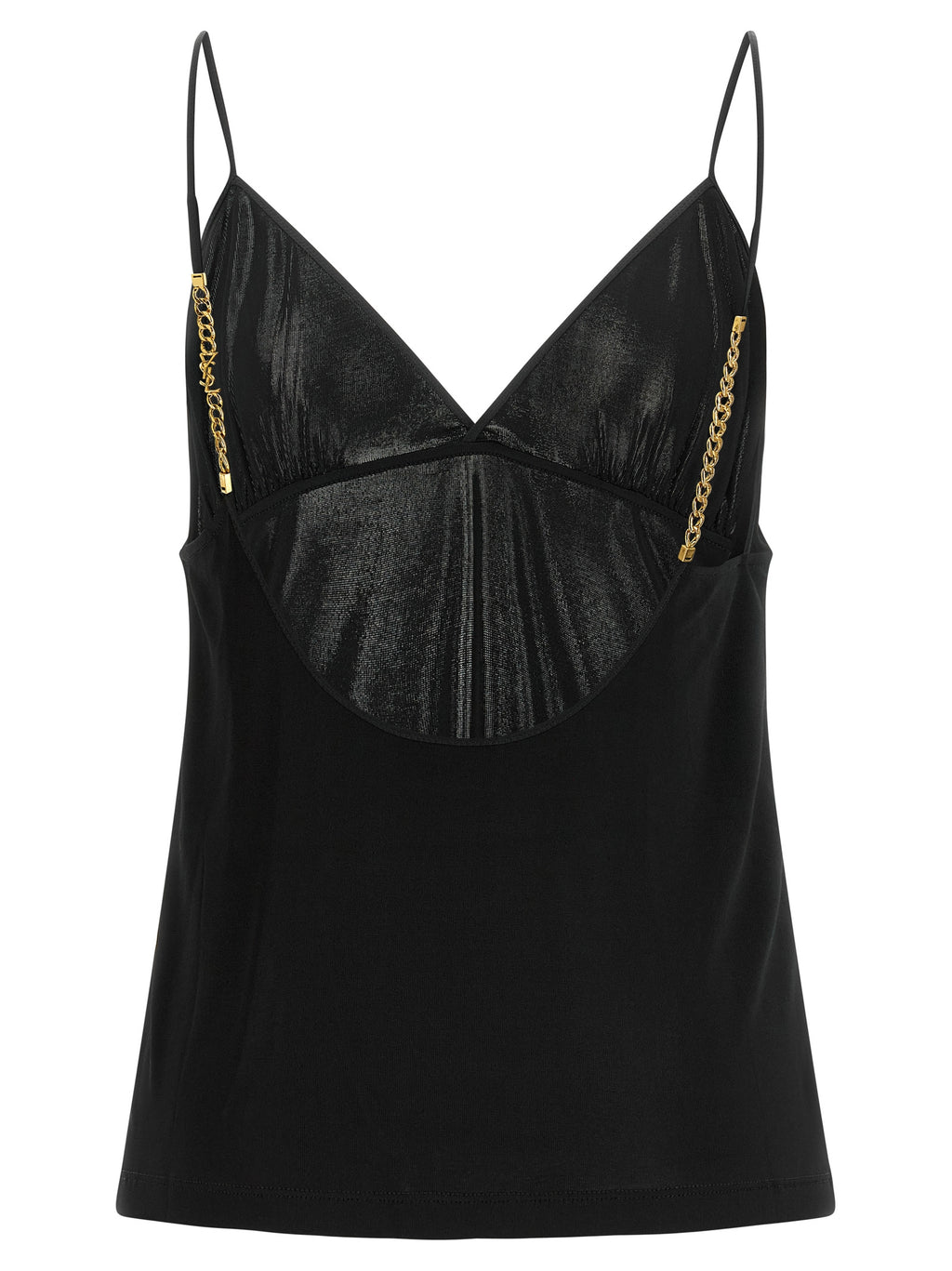 SAINT LAURENT Gold-Chain Logo Strap Tank Top