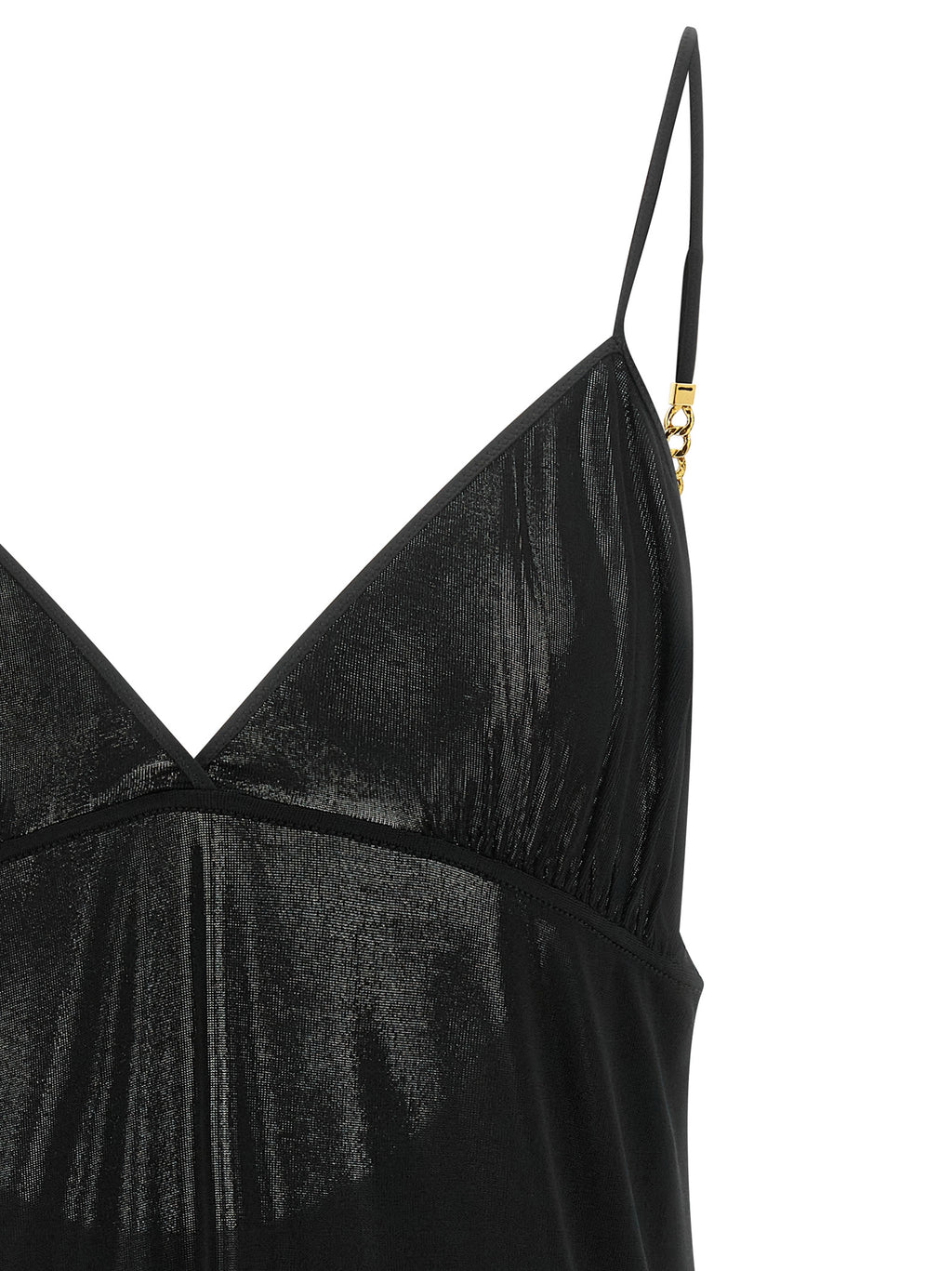 SAINT LAURENT Gold-Chain Logo Strap Tank Top