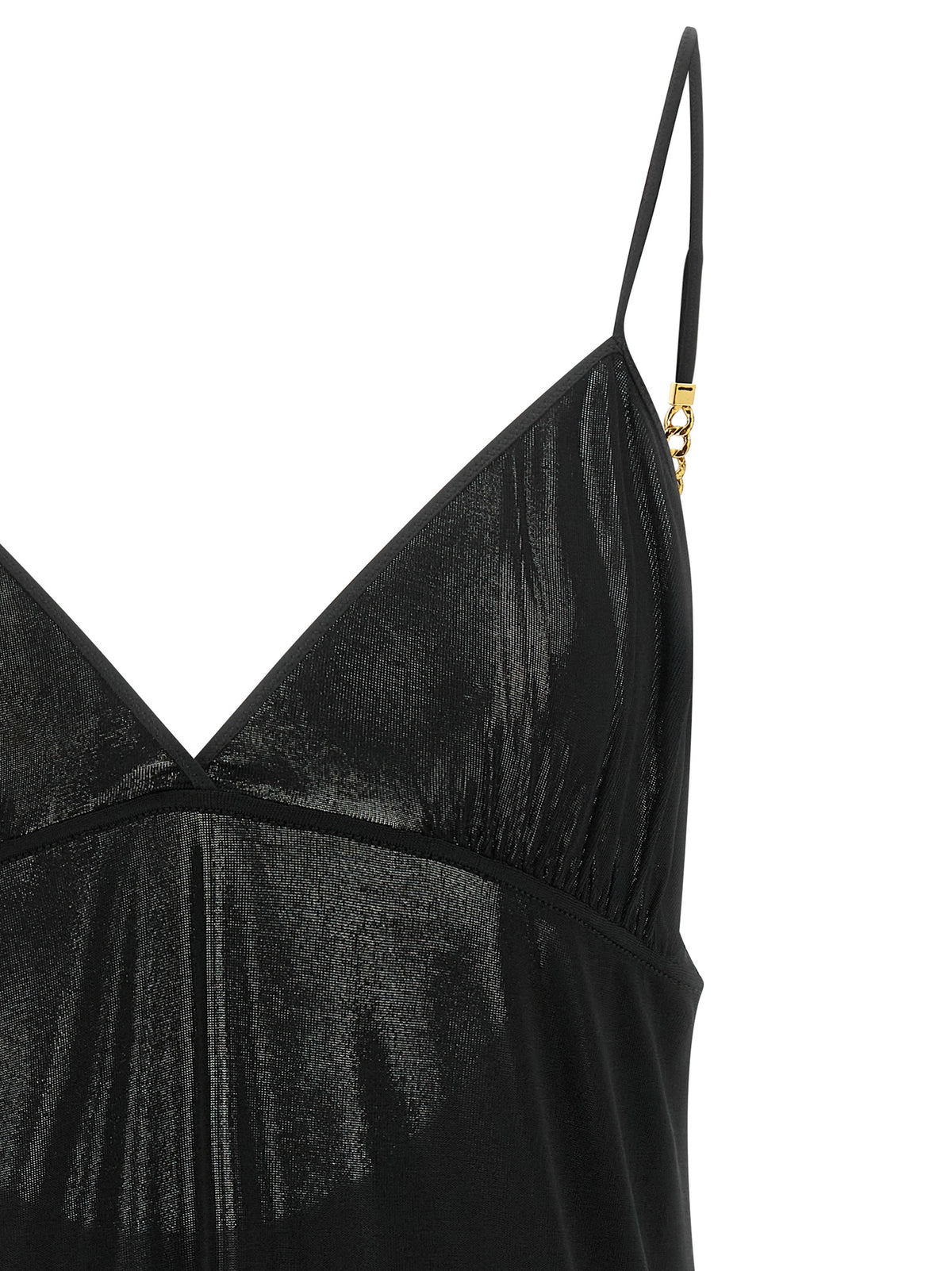 SAINT LAURENT Gold-Chain Logo Strap Tank Top