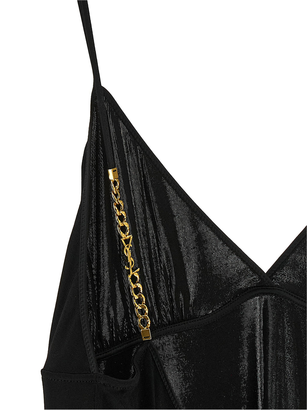SAINT LAURENT Gold-Chain Logo Strap Tank Top