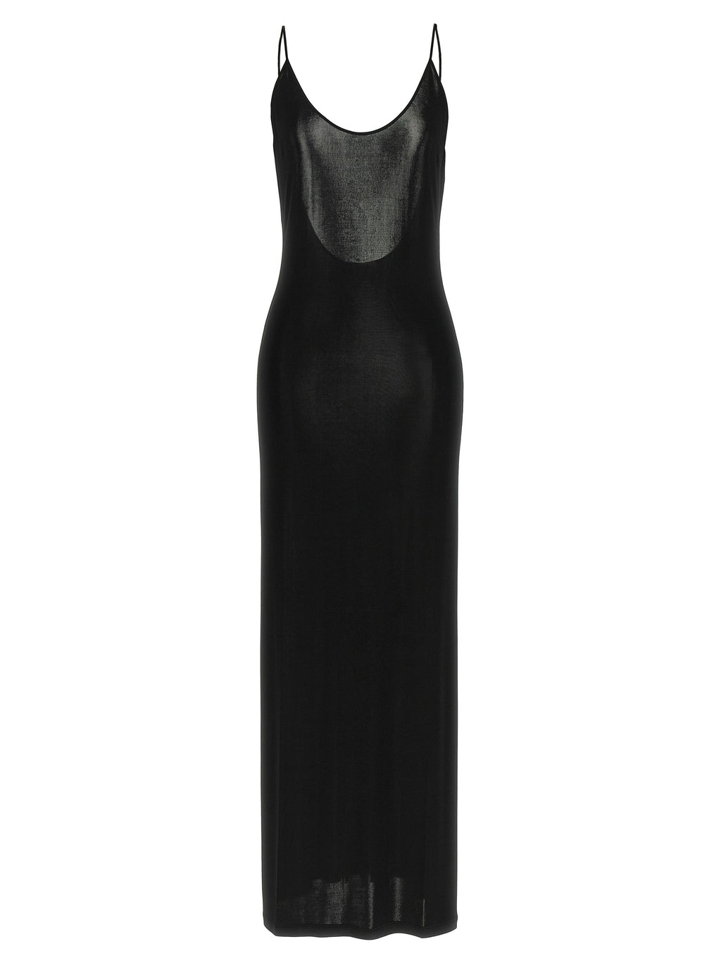 SAINT LAURENT cassandre-chain backless dress in knit