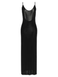 SAINT LAURENT cassandre-chain backless dress in knit