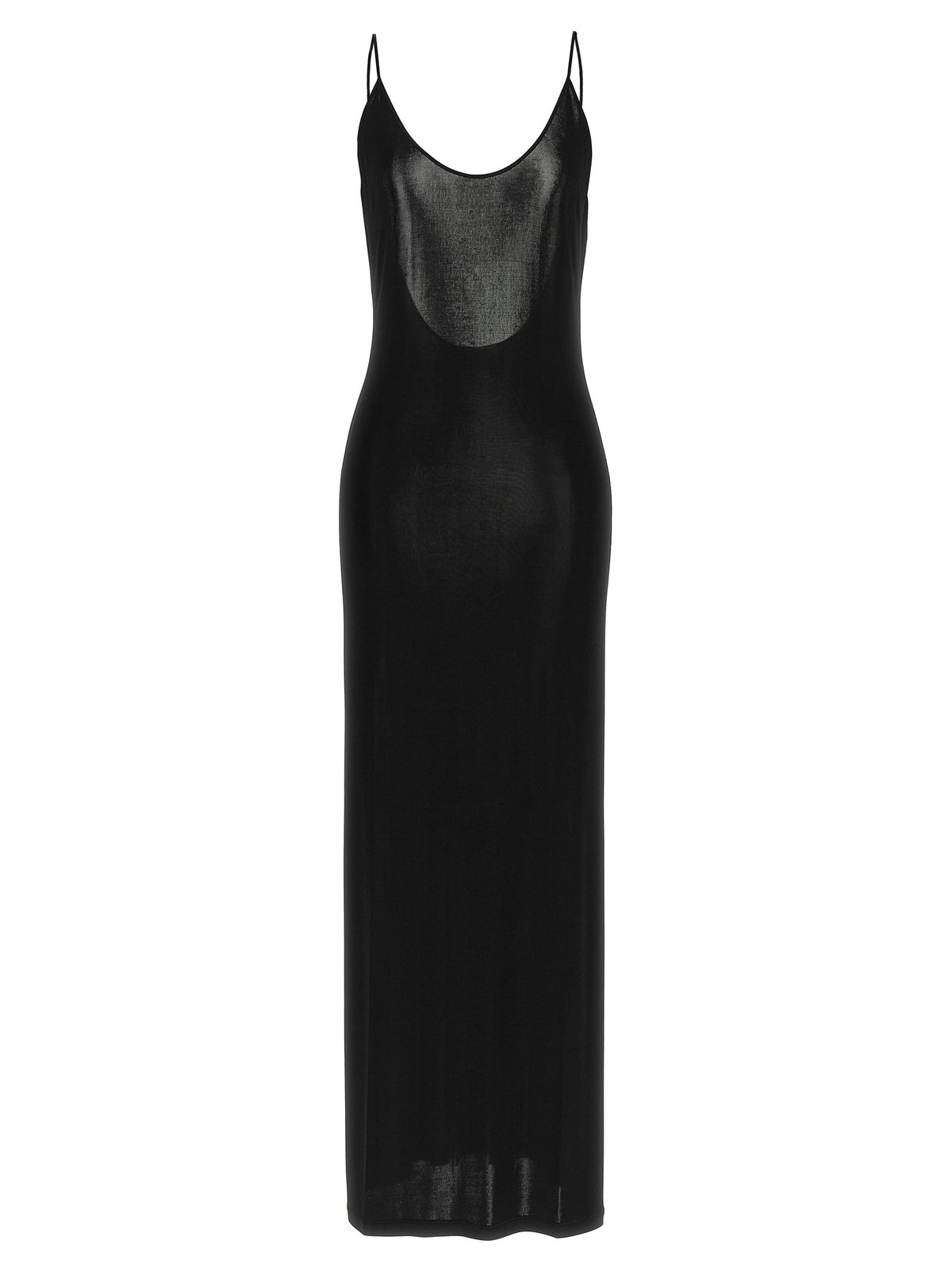 SAINT LAURENT cassandre-chain backless dress in knit