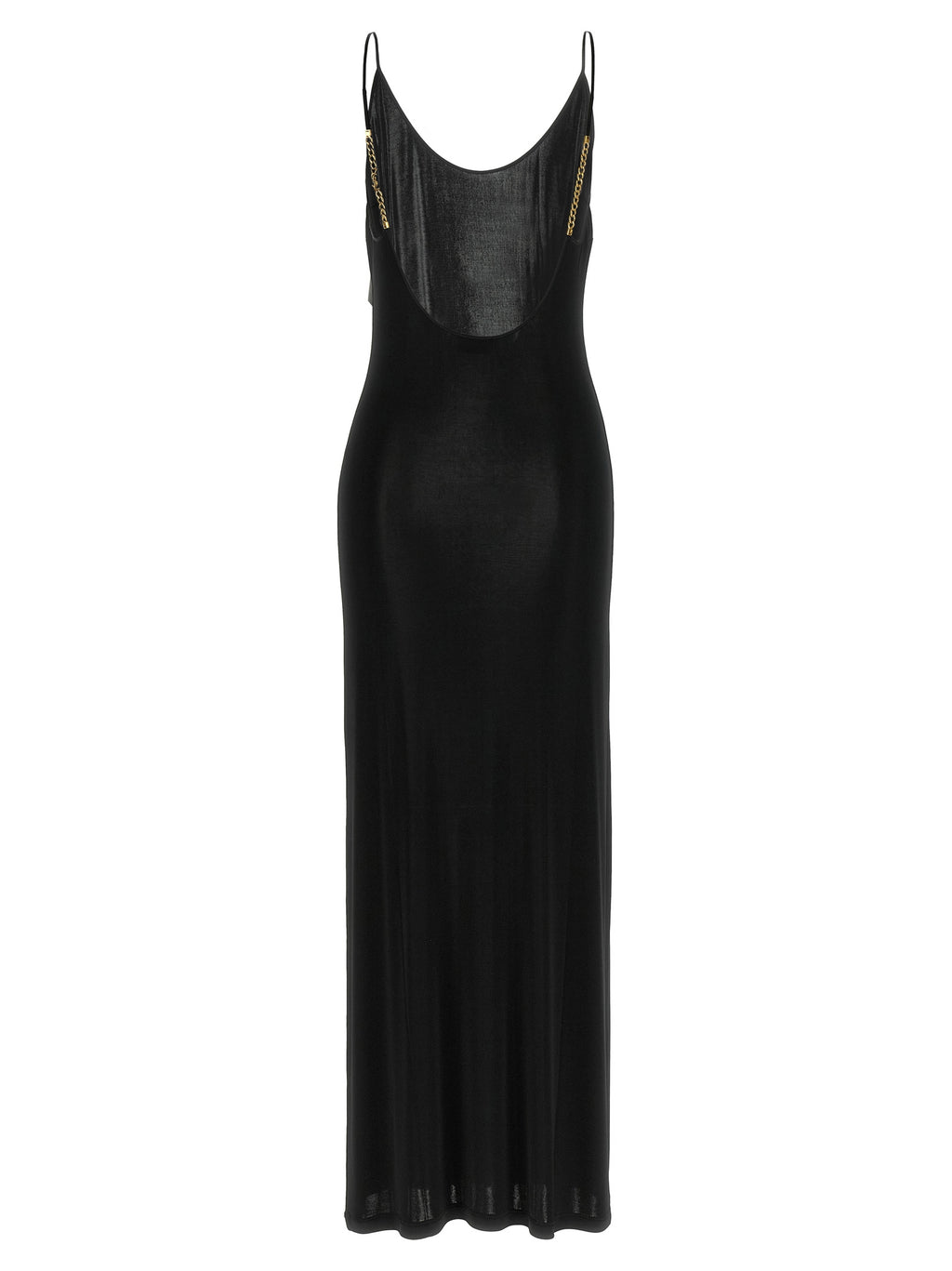 SAINT LAURENT cassandre-chain backless dress in knit
