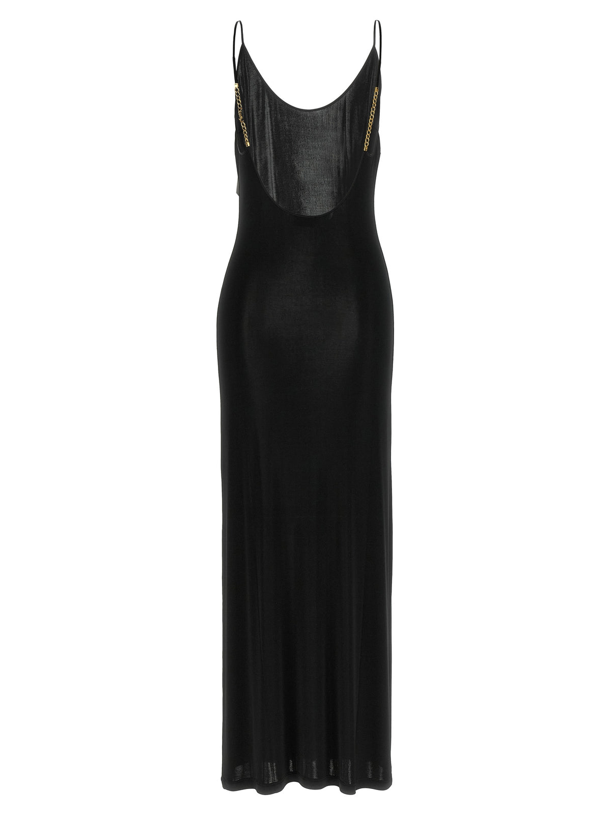 SAINT LAURENT cassandre-chain backless dress in knit