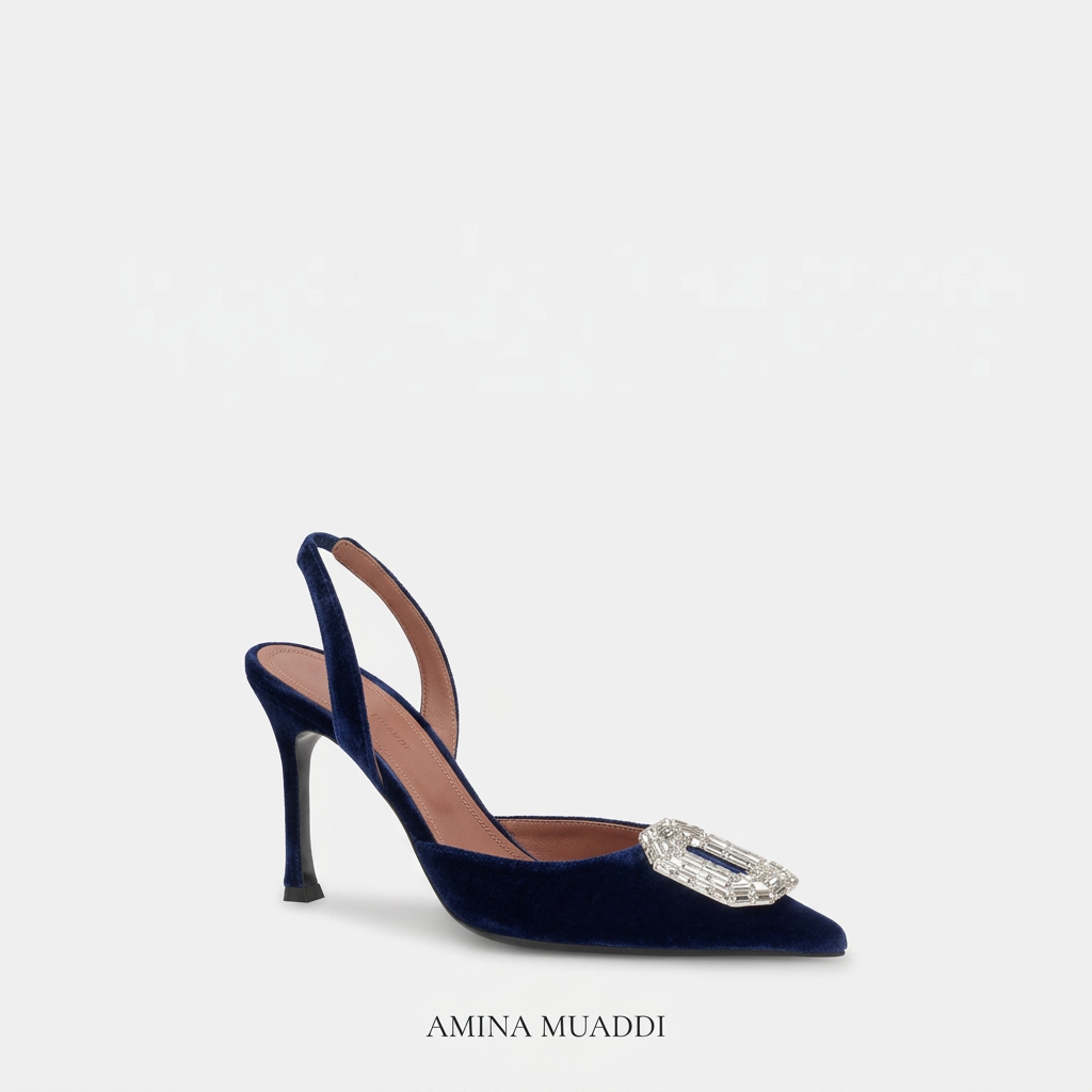 AMINA MUADDI Camelia Velvet High Heel Pumps
