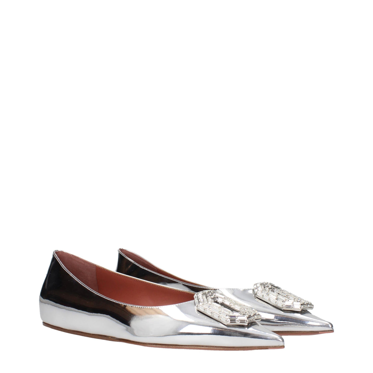 AMINA MUADDI Metallic mirror ballet Flats