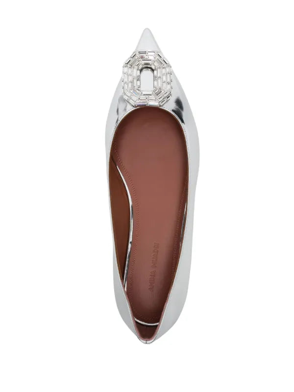AMINA MUADDI Metallic mirror ballet Flats